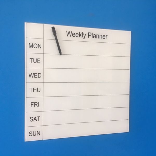 Glass Board - Weekly Planner - 50cm by 50cm. Includes Pen